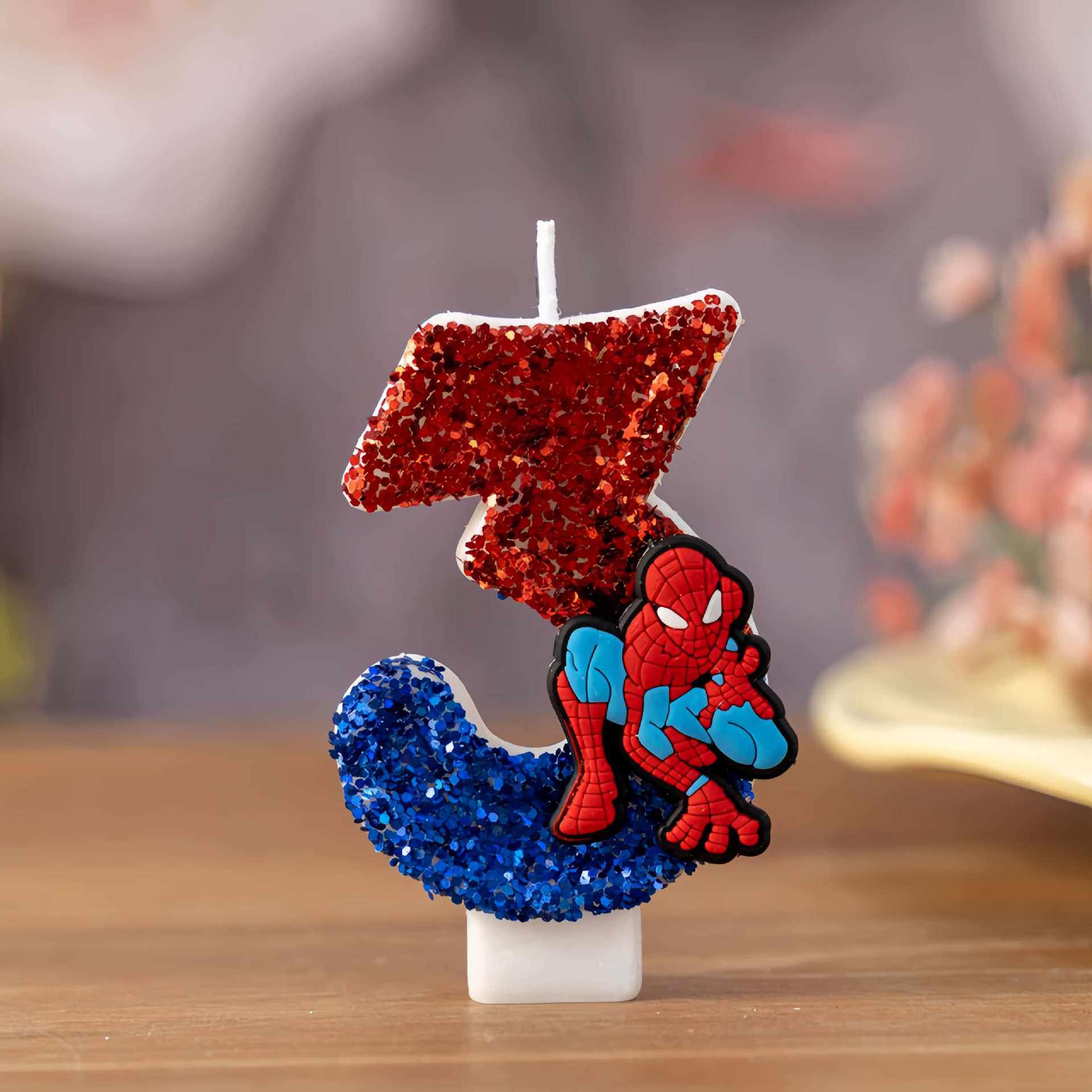 Holiday Candle Set - 0-9 Süper Kahraman Örümcek Adam Eğlenceli