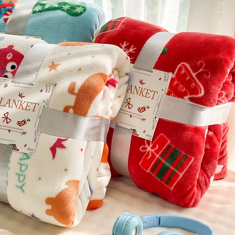 Christmas Throw Blanket - 70x100 cm Noel Kalınlaşmış Flanel Battaniye