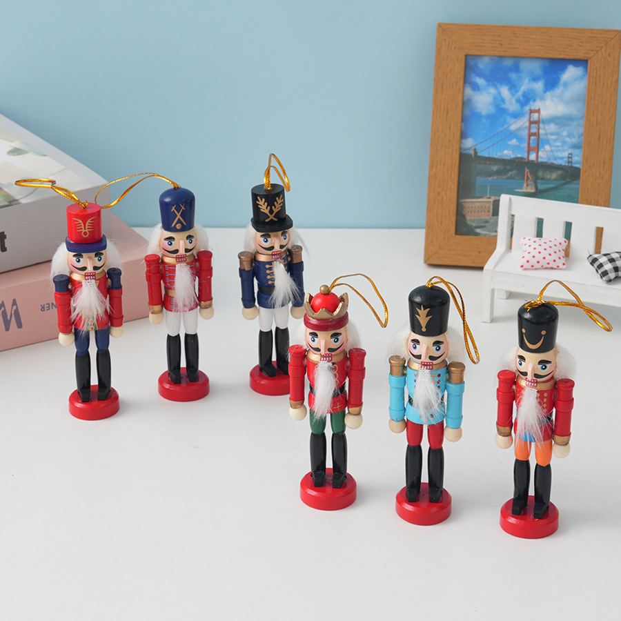 Nutcracker Figurine - 6 adet Noel Fındıkkıran Ahşap Asker
