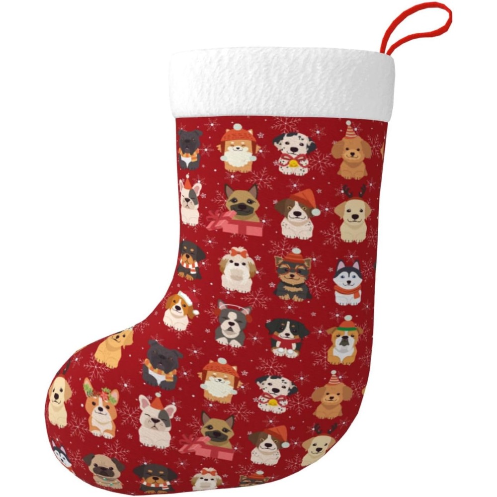 Christmas Stocking Hanging - Sevimli Noel Köpekleri Noel Çorapları Şömine