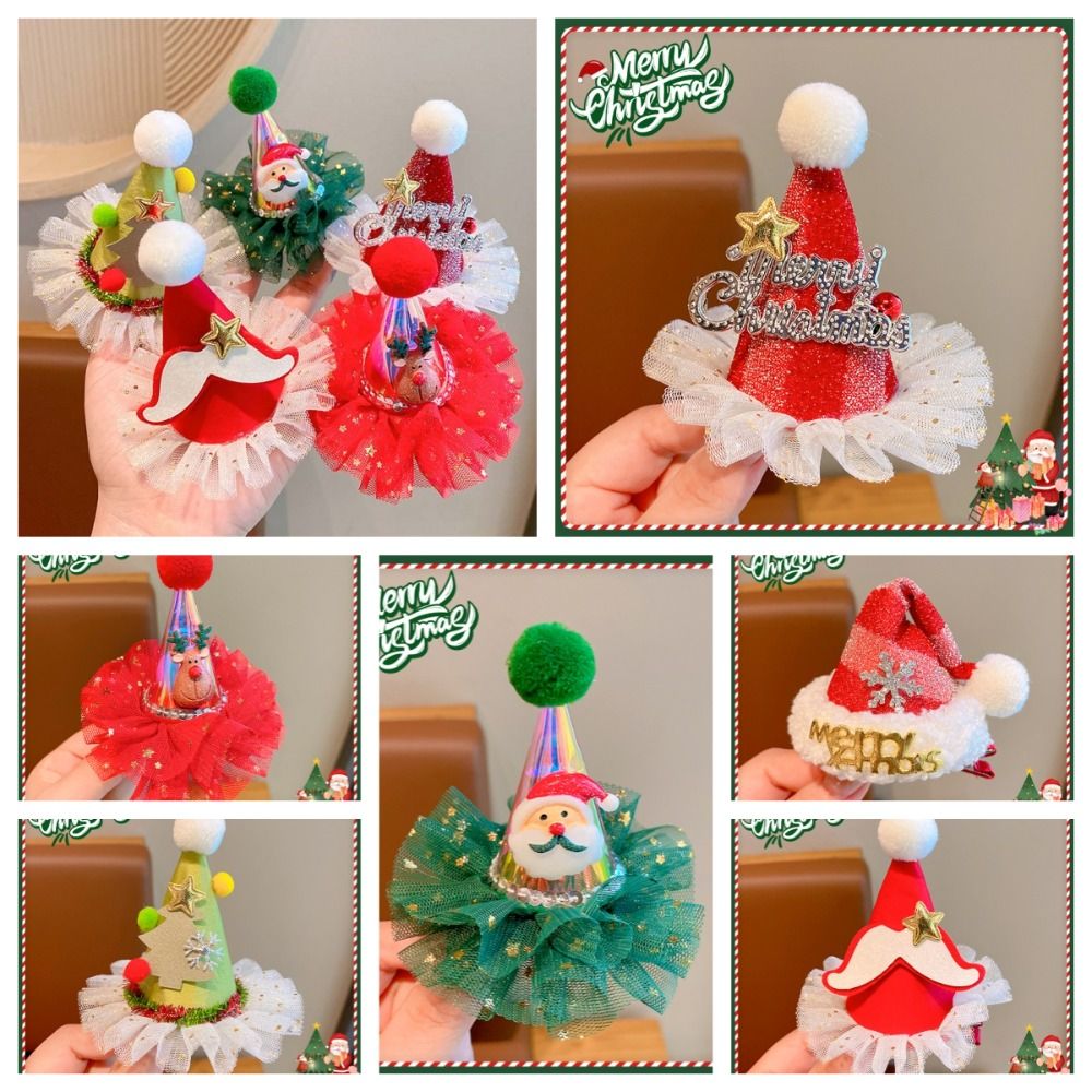 Santa Hat Plush - Sevimli Yıldız Noel Saç Tokası Elk