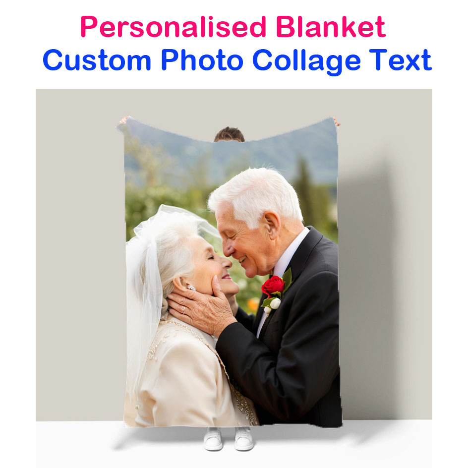 Christmas Throw Blanket - Düğün Fotoğraf Kolajı ile Özelleştirilebilir Flanel