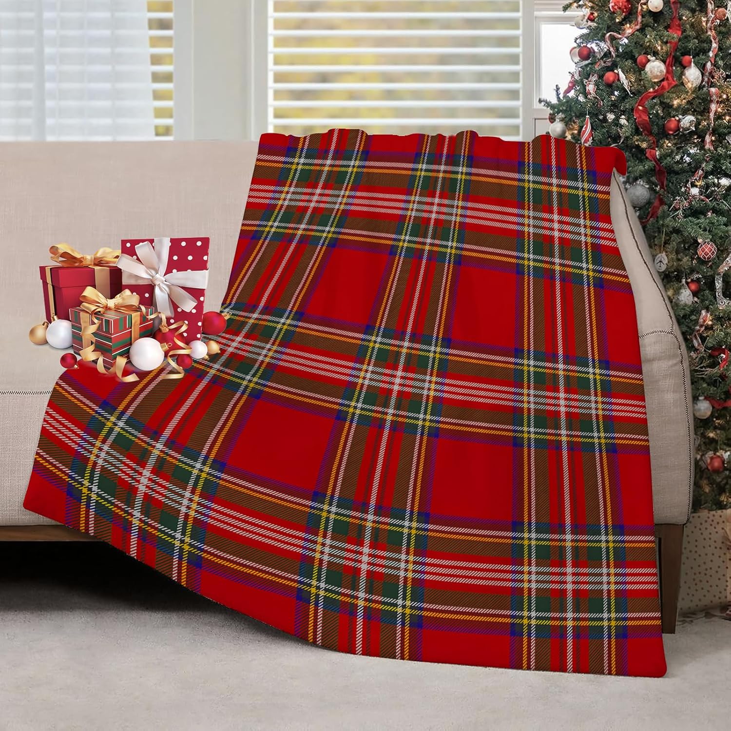 Christmas Throw Blanket - Noel ekose desenli battaniyeler İskoç tartan