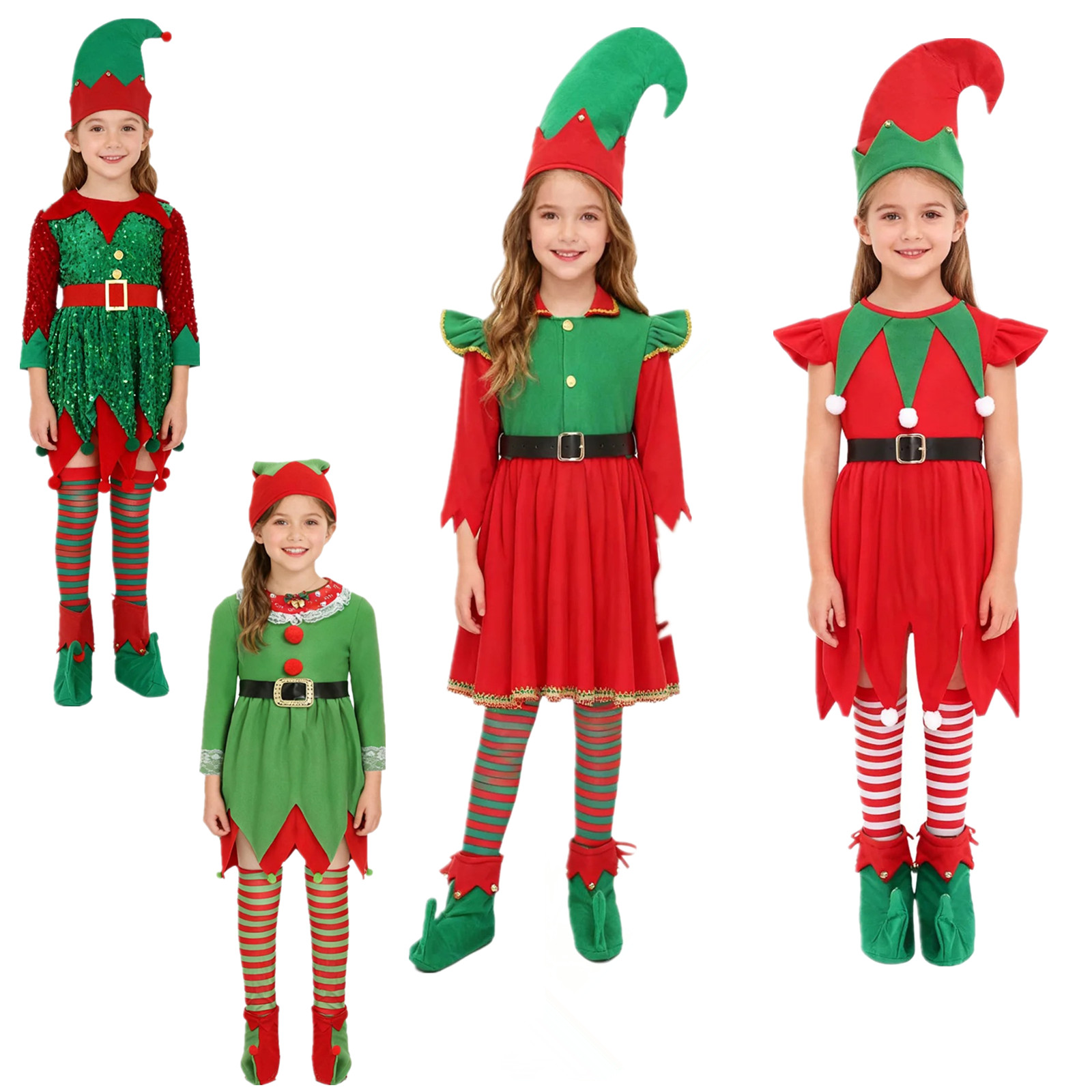 Elf Costume Christmas - Elf Kız Noel Kostümü Noel Baba