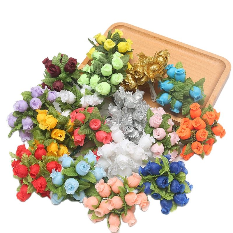 Christmas Wreath Fake - 12/36/72/144 adet gül yapay çiçekler buket