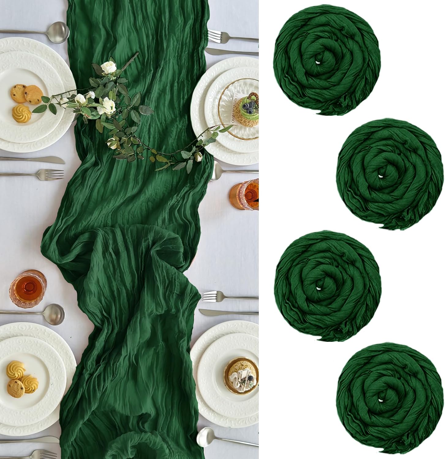 Christmas Table Runner - 4 adet tülbent masa örtüsü noel