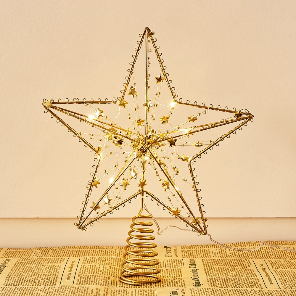 Star Tree Topper - Altın/Gümüş LED'li Noel Ağacı Tepesi Yıldızı