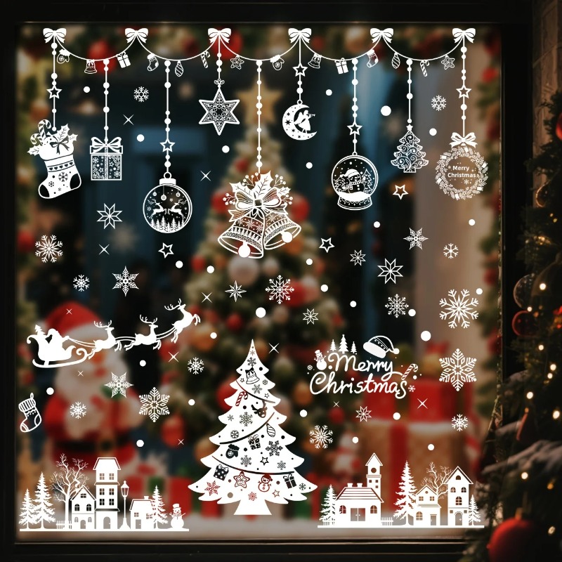 196 adet/9 sayfa Noel statik y - Snowflake Window Decal incelemesi ve fiyatı